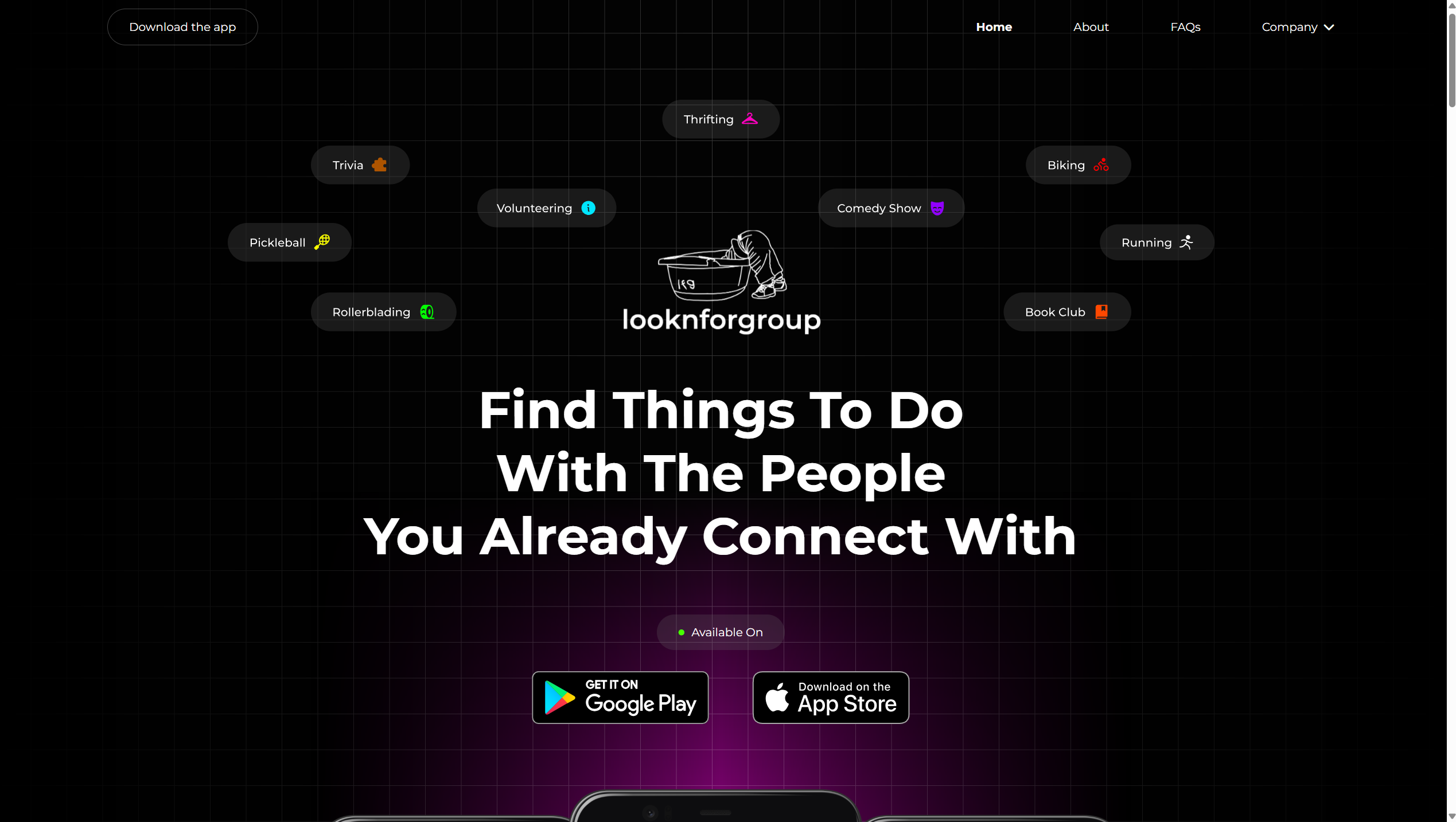 notoneofthem looknforgroup static website and mobile app